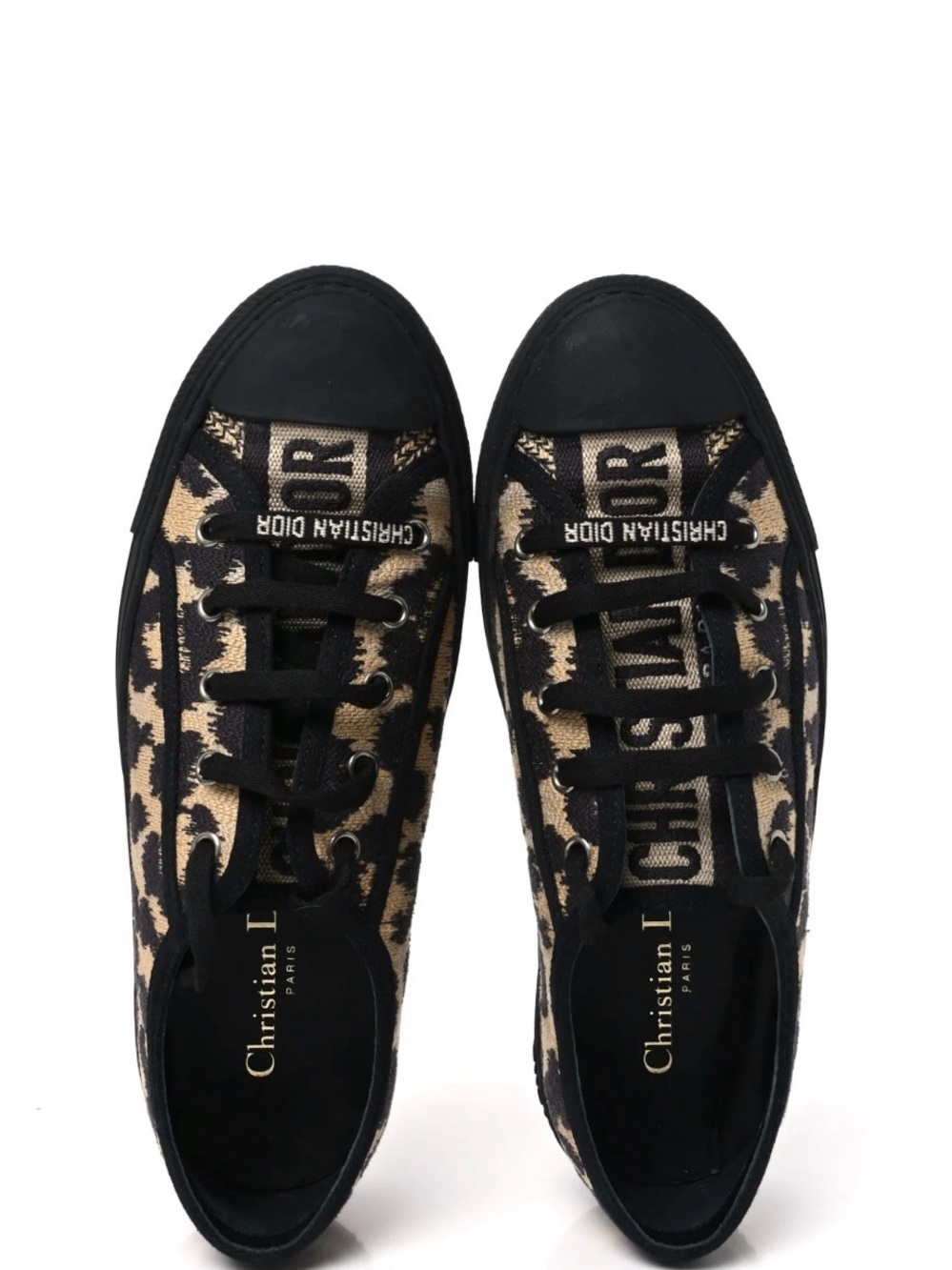 Limited Edition Christian Dior ANIMAL PRINT Black and Tan Sneakers size 9, $450 - Picture 12 of 15